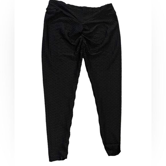 Wm’s Sz 4 Black High Waisted Waffle Textured Comfort Leggings - Picture 1 of 4